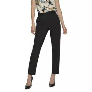 Donna Karan Women's Petite High Rise Formal Work Dress Pants Black 14P